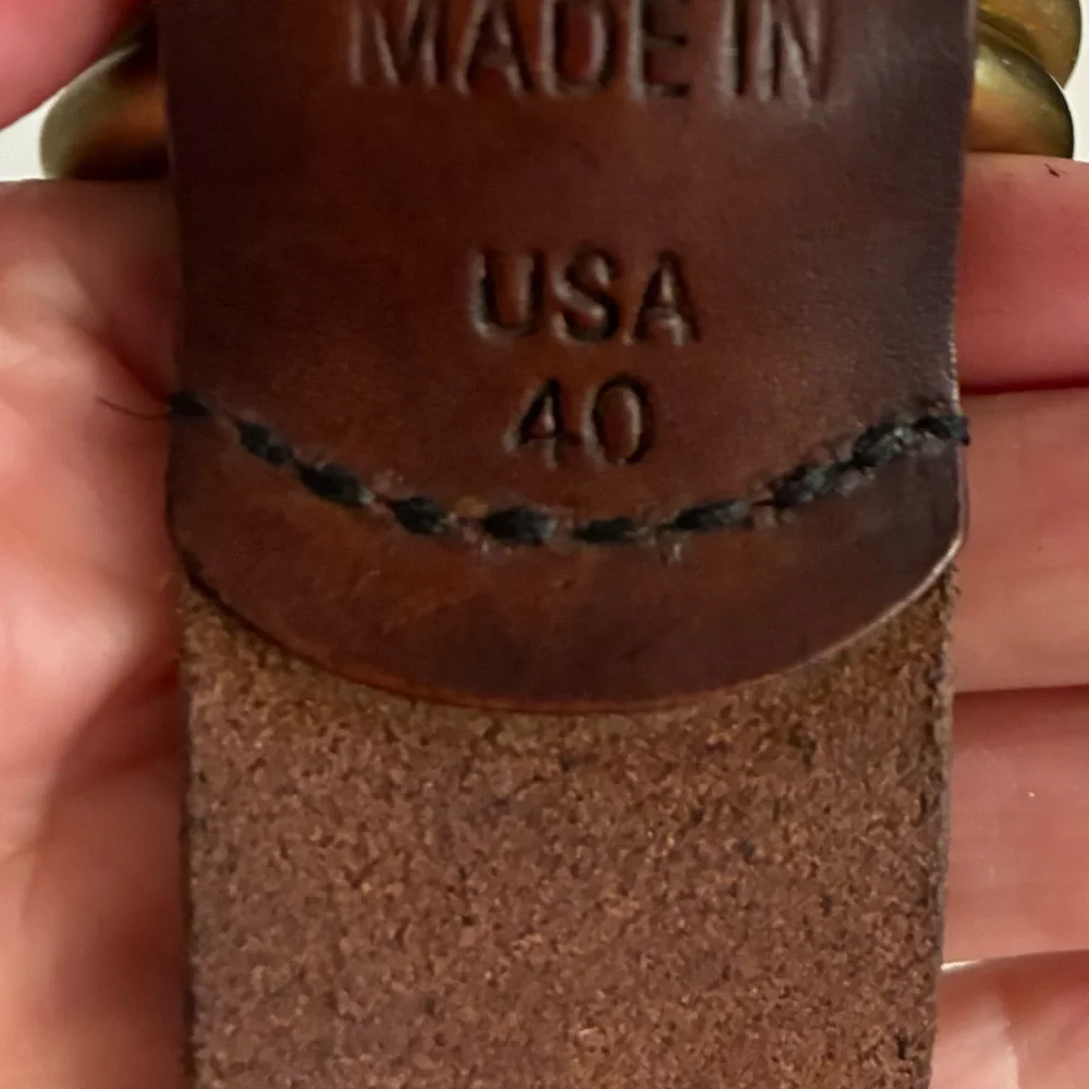 Ombré Brown Leather Men’s Double Ring Belt 40 – Made in USA 1.5” Wide groovy VTG
